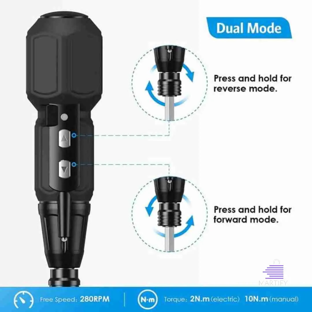  A dual mode is depicted, highlighting its diverse functions of EzTorque 360: The Ultimate Cordless ScrewMaster by Martify