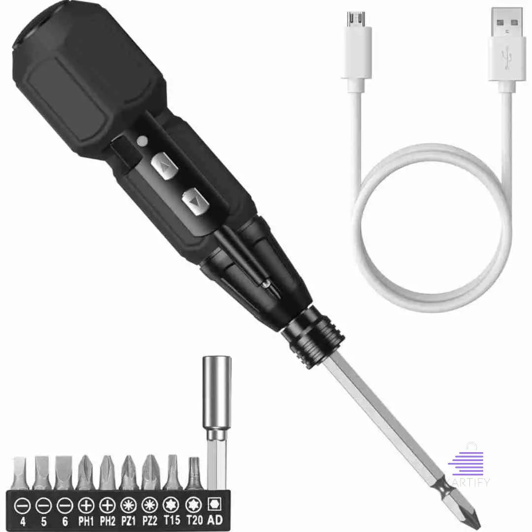 This image depicts a cordless screwdriver with a charger. The tool is designed for efficient and reliable use in various DIY projects it is EzTorque 360: The Ultimate Cordless ScrewMaster from Martify