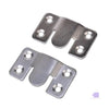 Two stainless steel latches on a white background.
